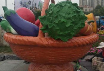 果籃雕塑觀賞型，街景小品，白菜果籃雕塑常用