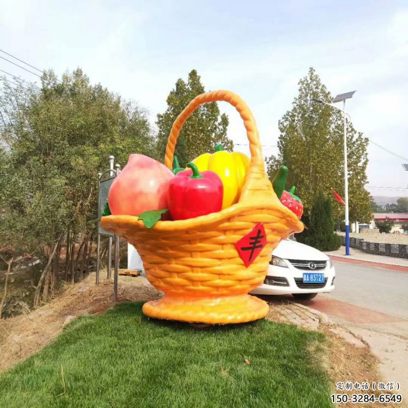 鋼結(jié)構(gòu)果籃雕塑指用，景觀雕塑，園林藝術(shù)不銹鋼果籃雕塑點(diǎn)擊