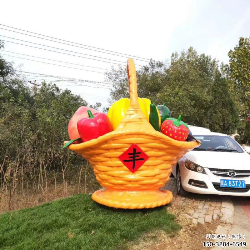 廣場果籃雕塑精選，室外軟裝，抽象水果果籃雕塑精選