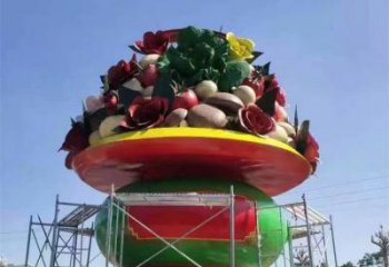 果籃雕塑精選，美陳雕塑，鍛鋼不銹鋼果籃雕塑通用