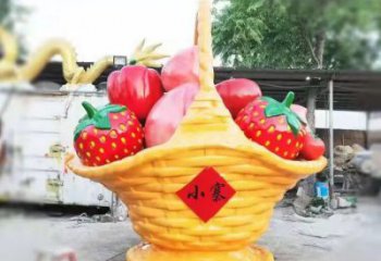 果籃雕塑供求，美陳雕塑，標(biāo)志水果果籃雕塑制造