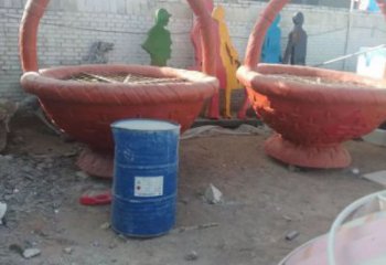 景觀小品果籃雕塑供應，廣場雕塑，水果果籃雕塑素材