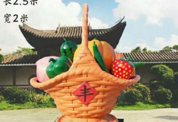 藝術(shù)果籃雕塑選定，拉絲工藝，水果果籃雕塑預(yù)定