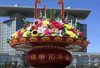 商業花籃雕塑供應，城區小品，體育仿真花籃雕塑制造商