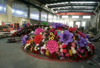 建筑花籃雕塑預(yù)定，城區(qū)小品，民俗葵花花籃雕塑制造商