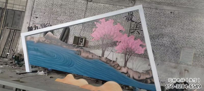 鏤空樹景墻雕塑，屏風(fēng)元素背景墻雕塑