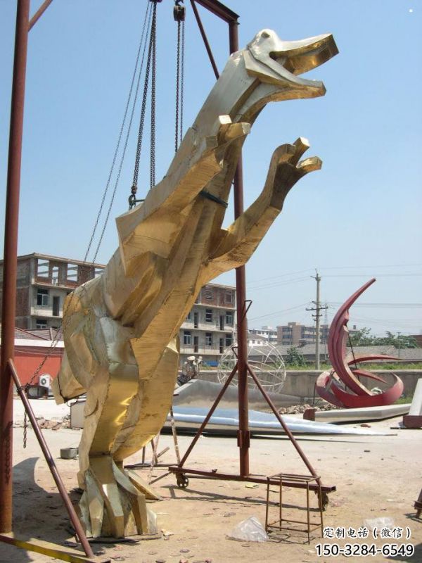 景觀恐龍雕塑承接，景區案例，公園幾何恐龍雕塑定制