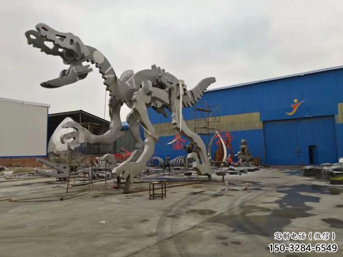 地產(chǎn)恐龍雕塑定做，城區(qū)小品，景觀恐龍骨架雕塑定價