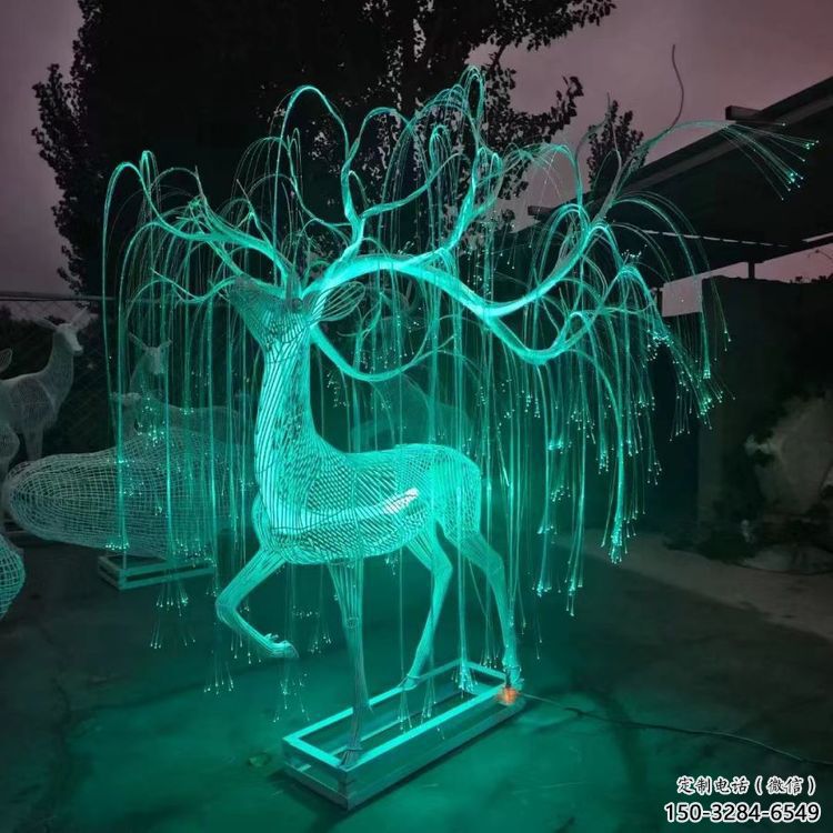 梅花鹿雕塑供應(yīng)，花園小品，酒店燈光梅花鹿雕塑展品
