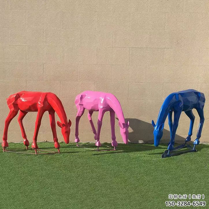 彩繪小鹿雕塑通用，花園小品，景觀烤漆小鹿雕塑優(yōu)價