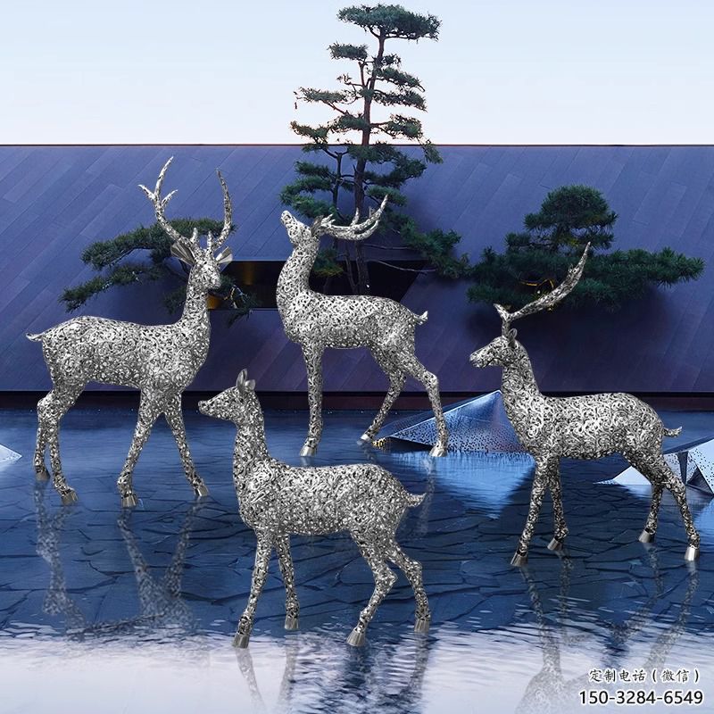 梅花鹿雕塑工廠，城市裝飾，景觀鏤空梅花鹿雕塑供給