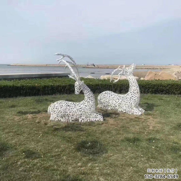 編織小鹿雕塑通用，街道標(biāo)識(shí)，仿真鏤空小鹿雕塑承接