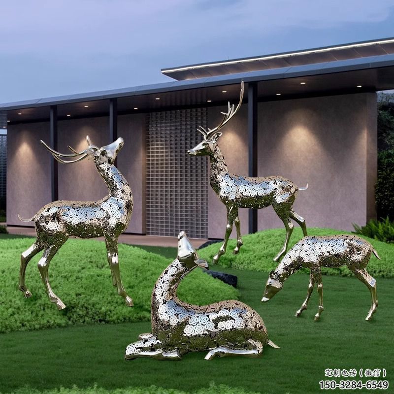 花片小鹿雕塑制造商，城市雕塑，公園鏤空小鹿雕塑觀賞型