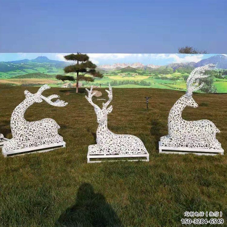 小鹿雕塑工廠選用，街道標識，園林鏤空小鹿雕塑批發