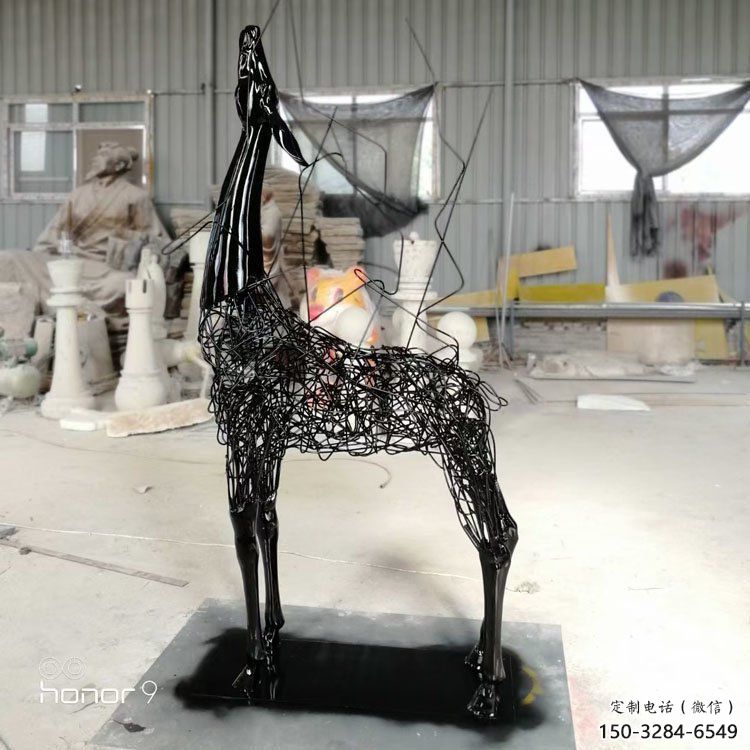 小鹿雕塑生產，透雕系列，鏤空鋼絲小鹿雕塑生產商