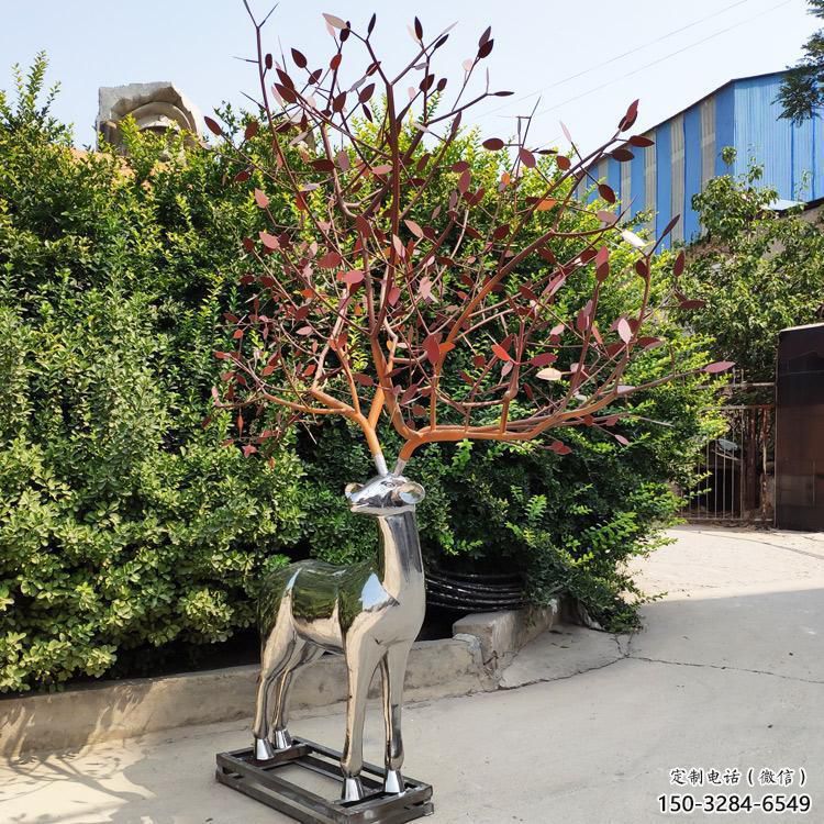 金屬梅花鹿雕塑制作，城市裝飾，鏡面梅花鹿雕塑標準