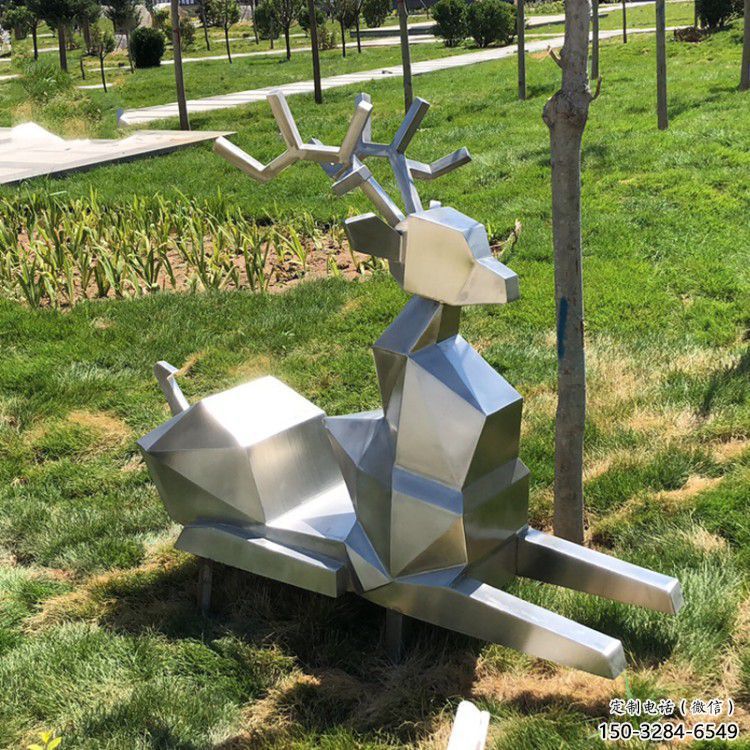 戶外小鹿雕塑通用，切面藝術，幾何切面小鹿雕塑供應