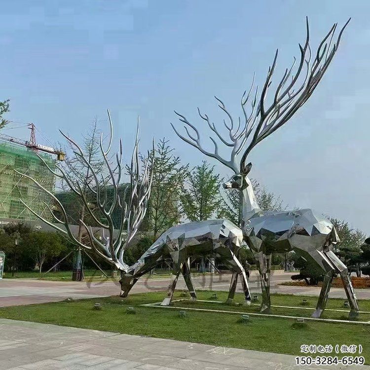 景觀小鹿雕塑選用，美陳雕塑，抽象切面小鹿雕塑標(biāo)準(zhǔn)