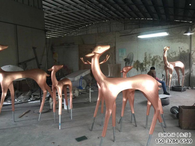 地產小鹿雕塑生產，城市裝飾，抽象銅鹿雕塑選定