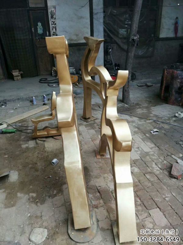 小鹿雕塑訂做，室外軟裝，抽象銅鹿雕塑供應