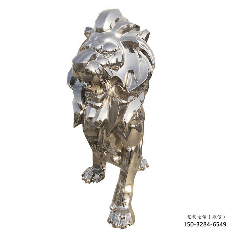 鏡面獅子雕塑承接，城市裝飾，大型不銹鋼獅子雕塑公司