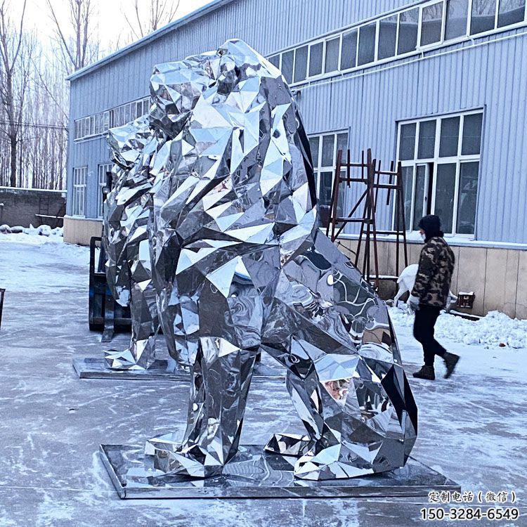 鏡面獅子雕塑通用，動物小品，廣場不銹鋼獅子雕塑優價