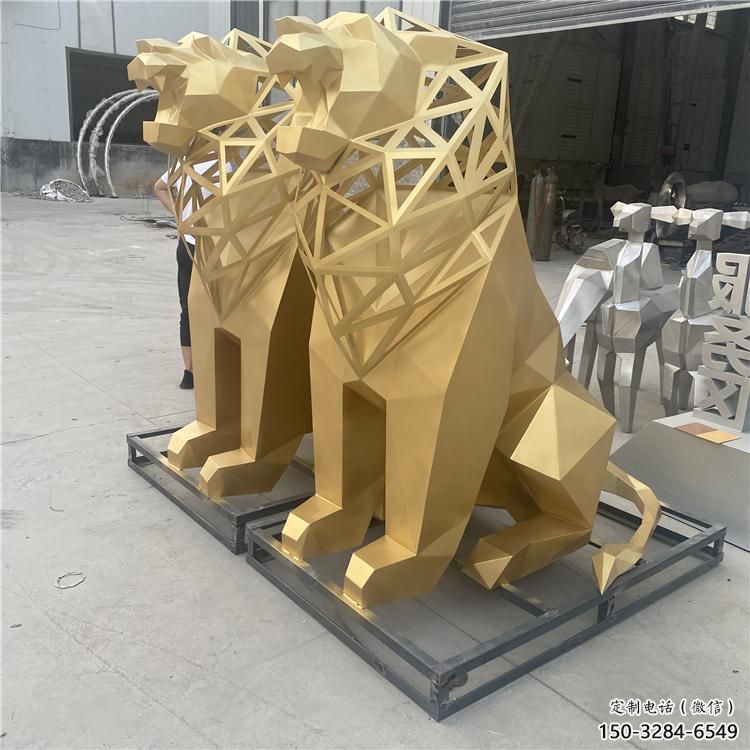 廣場獅子雕塑批發，動物系列，不銹鋼獅子雕塑制作