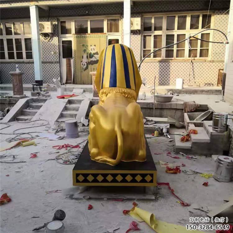 彩繪獅子雕塑定做，城區小品，抽象獅子人獸雕塑定價