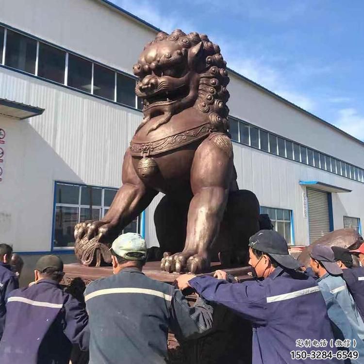 紅銅獅子雕塑供需，標(biāo)識(shí)雕塑，景觀藝術(shù)蹲獅雕塑制造商