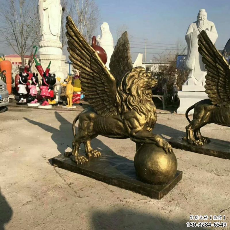紀(jì)念獅子雕塑生產(chǎn)，廣場雕塑，飛獅雕塑展品