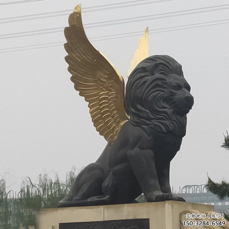 金屬獅子雕塑通用，城市雕塑，大型飛獅雕塑指用