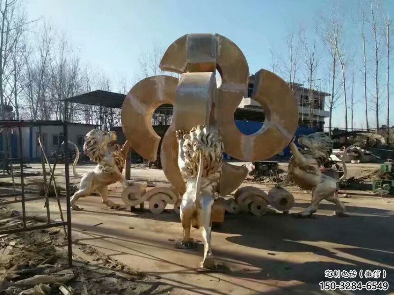 黃銅獅子雕塑承接，景觀雕塑，走獅雕塑供應(yīng)