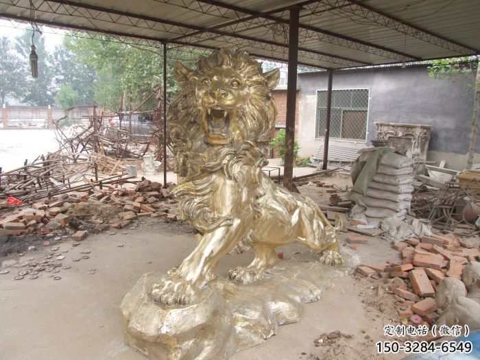 門口獅子雕塑點擊，地標動物擺件，走獅雕塑承接