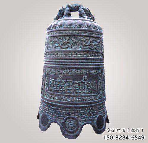 寺廟青銅八卦紋銅鐘雕塑