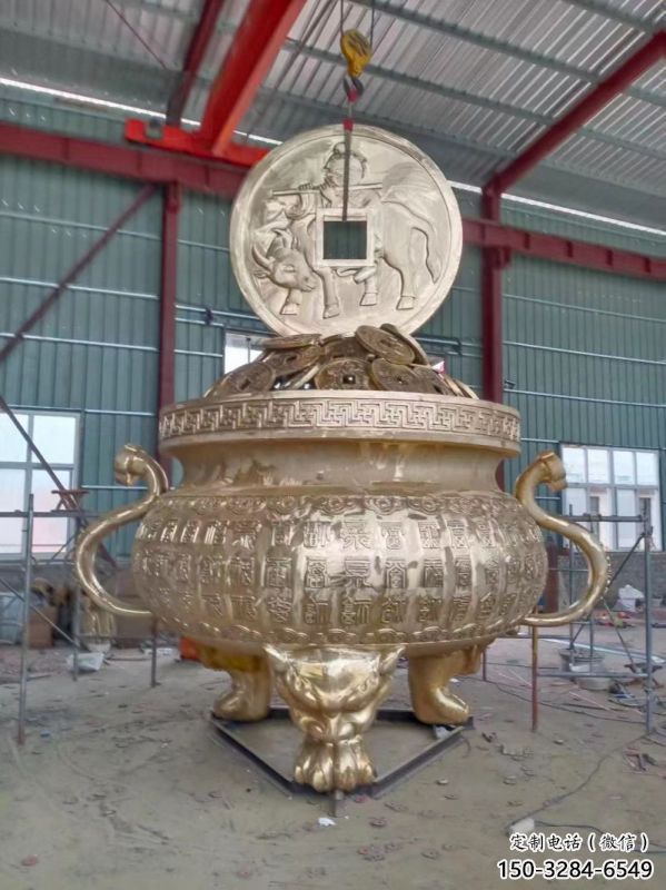 招財(cái)象形元寶爐雕塑