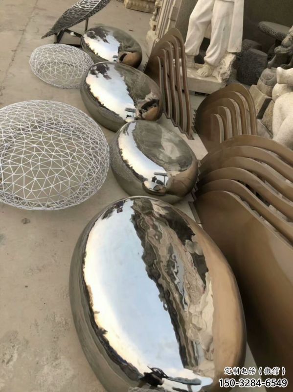 廣場坐凳雕塑，抽象景觀雕塑，鏡面效果