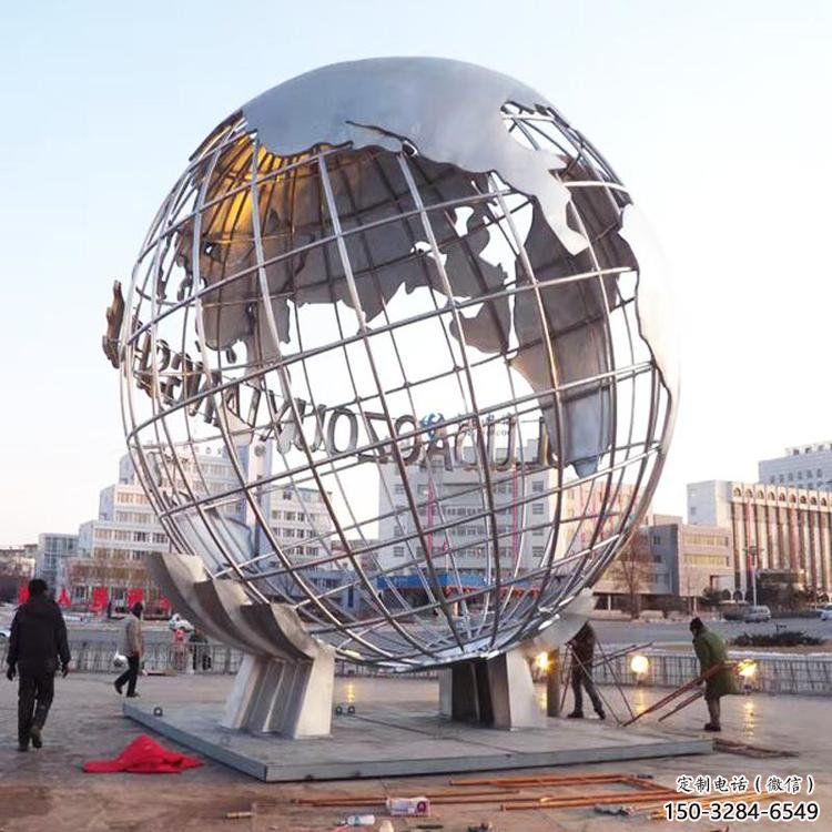 地球儀雕塑觀賞型，公園小品，鏡面地球儀雕塑常用