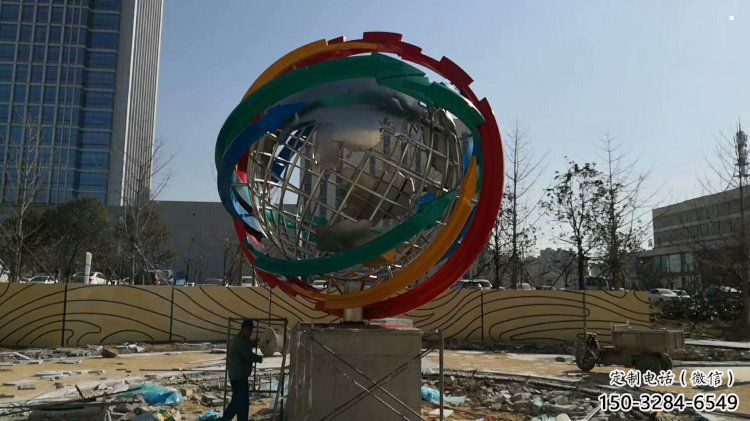 地球儀雕塑選用，多彩藝術，鏤空現代地球儀雕塑展品