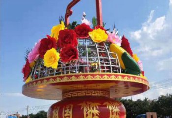 花籃雕塑指用，中式工藝，小區(qū)花籃雕塑指用
