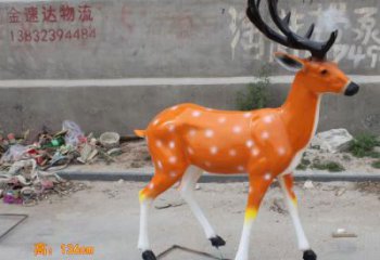 仿真小鹿雕塑，彩繪工藝，玻璃鋼動物雕塑廠家