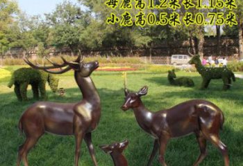 景觀小鹿雕塑選用，景區(qū)案例，純銅仿古雕塑制造商