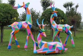 景觀小鹿雕塑通用，街景小品，烤漆小鹿雕塑制造