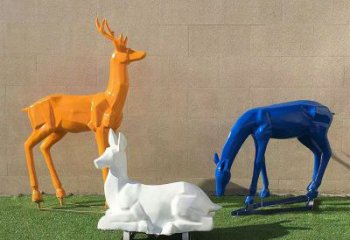 景觀小鹿雕塑制作，園林裝飾，烤漆小鹿雕塑批發(fā)