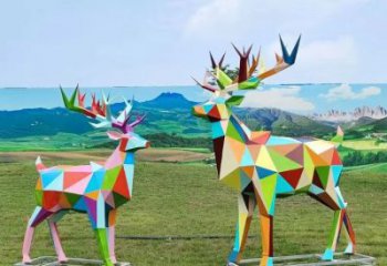 藝術小鹿雕塑觀賞型，街景小品，烤漆小鹿雕塑常用