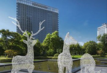梅花鹿雕塑常用，景觀概念，鏤空梅花鹿雕塑展品