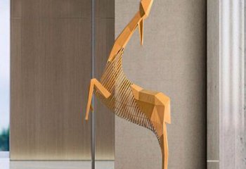 幾何小鹿雕塑提供，多彩藝術(shù)，中式鏤空小鹿雕塑通用