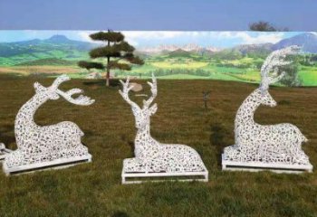 小鹿雕塑工廠選用，街道標識，園林鏤空小鹿雕塑批發