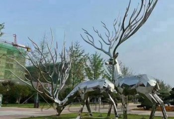 景觀小鹿雕塑選用，美陳雕塑，抽象切面小鹿雕塑標準