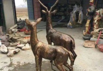 城市馴鹿雕塑，網格體育雕塑，古銅效果