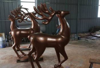 飯店馴鹿雕塑，鍍金歐式雕塑，鍍金工藝